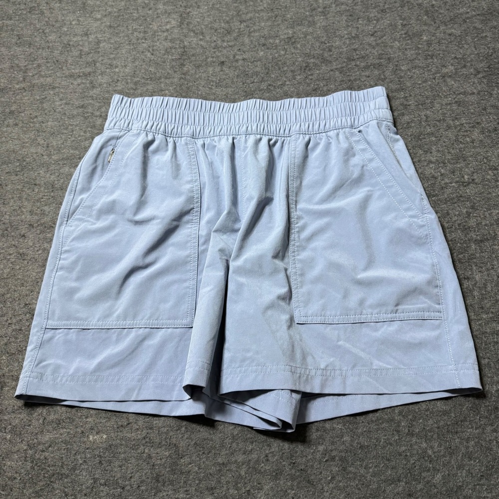Athleta Trekkie North Shorts Blue Elastic Waist Hiking Outdoor Pockets Size M